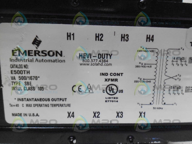 EMERSON E500TH TRANSFORMER *USED*