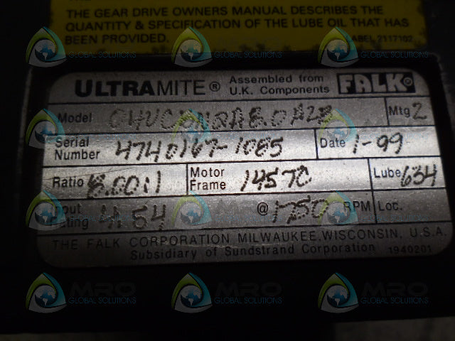 FALK 04VCBN2A8.0A2B RATIO 8.00:1 REDUCER *NEW NO BOX*