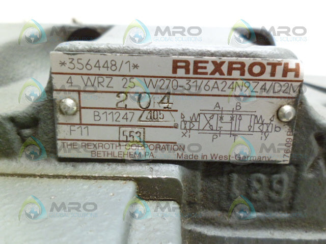 REXROTH 4WRZ25W270-31/6A24N9Z4/D2M DIRECTIONAL VALVE *USED*