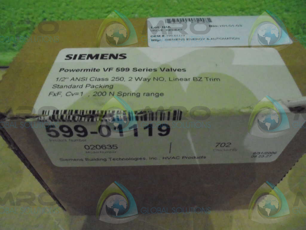SIEMENS 599-01119 POWERMITE VF 599 SERIES VALVE *NEW IN BOX*