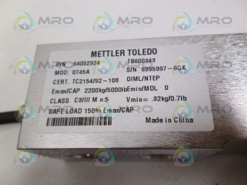 METTLER TOLEDO TB600343 64052924 0745A LOAD CELL *NEW IN BOX*