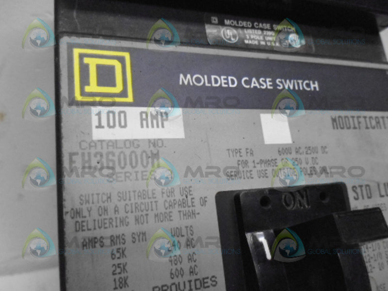 SQUARE D FH36000M CIRCUIT BREAKER 100A (GREY) *NEW IN BOX*