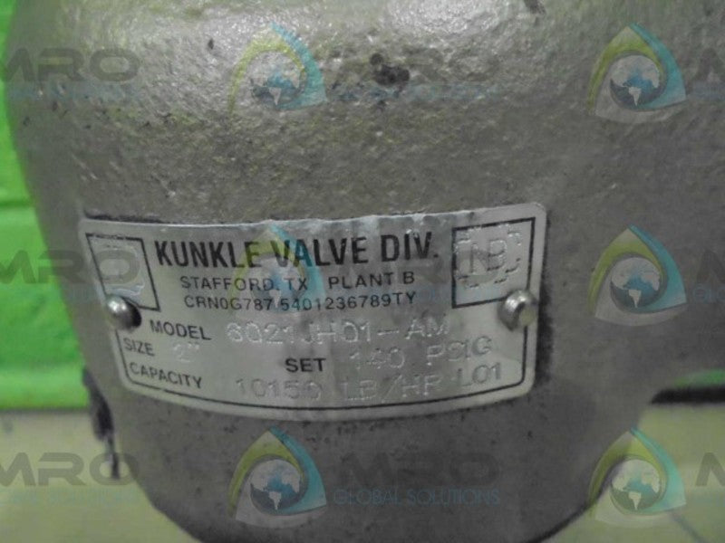 KUNKLE VALVE DIV. 6021JH01-AM SAFETY RELIEF VALVE 2" *USED*