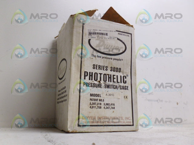DWYER SERIES 3000 PHOTOHELIC A3010 PGAUGE 0-10" WC (AS PICTURED) *NEW IN BOX*