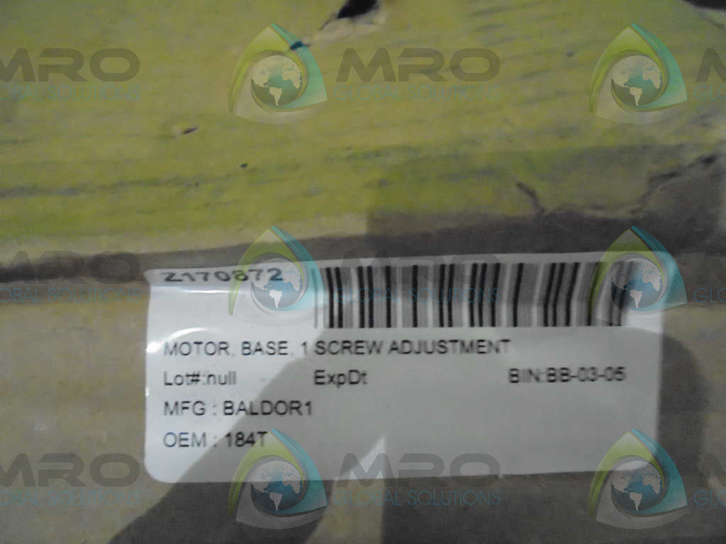 BALDOR 184T 1SCREW ADJUSTMENT MOTOR BASE *FACTORY SEAL*