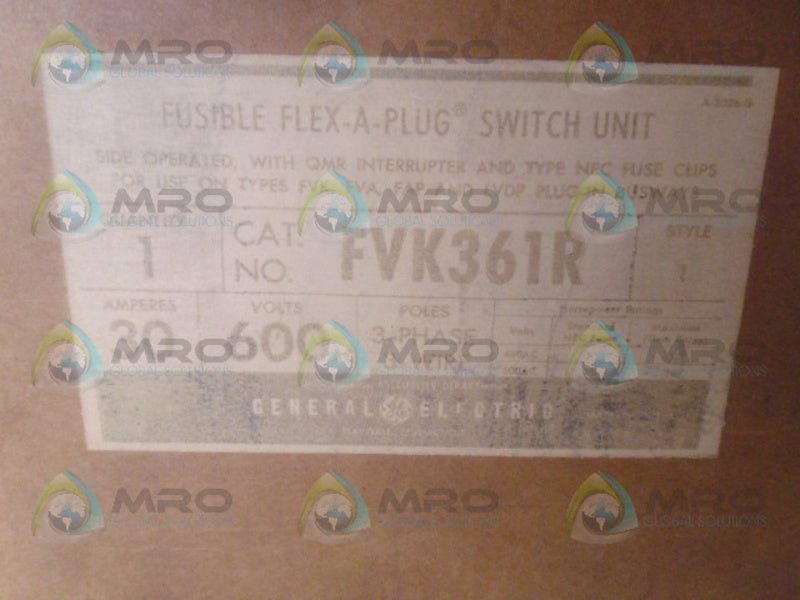 GENERAL ELECTRIC FVK361R FUSIBLE FLEX-A-PLUG SWITCH UNIT *FACTORY SEALED*