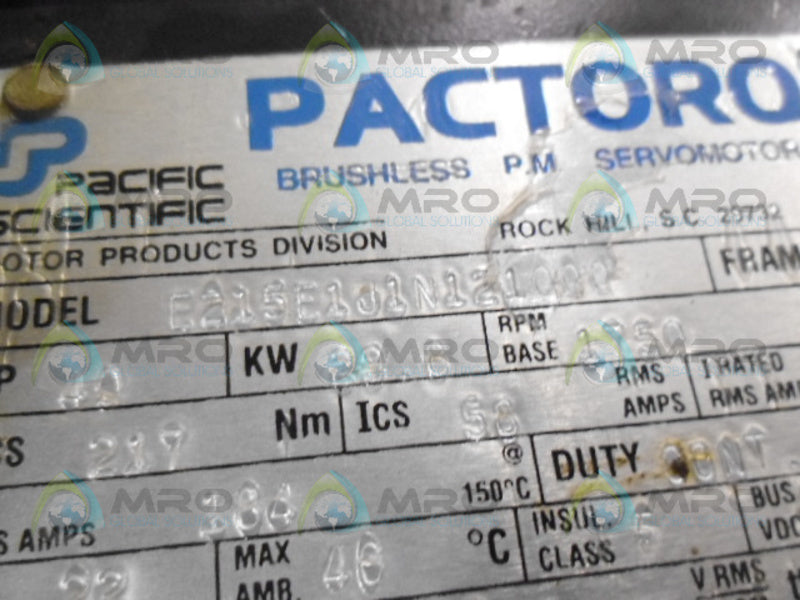 PACIFIC SCIENTIFIC PACTORQ E215E1J1N121000 MOTOR 40 HP 1750 RPM *USED*