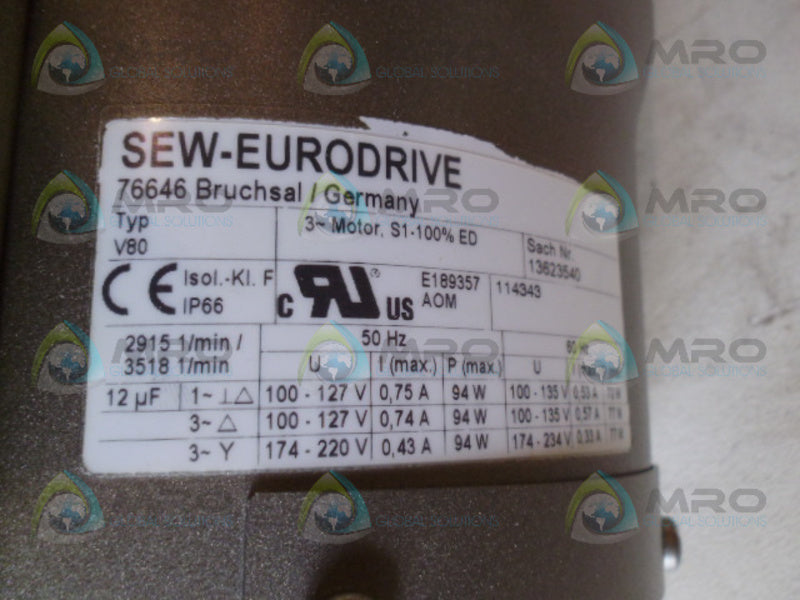 SEW-EURODRIVE K47DRE80M4BE1HR/TH/ES7S/V GEAR MOTOR *NEW NO BOX*