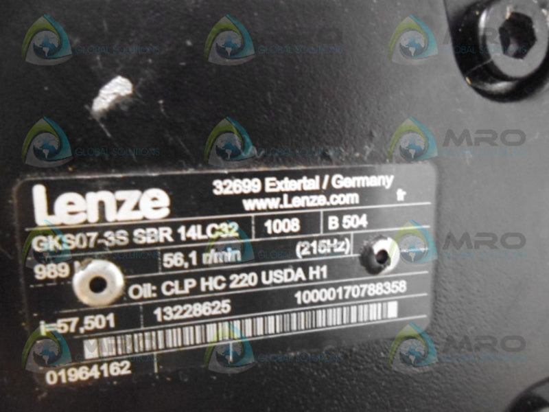 LENZE GKS07-3SSBR14LC32 GEAR MOTOR BOX  *USED*