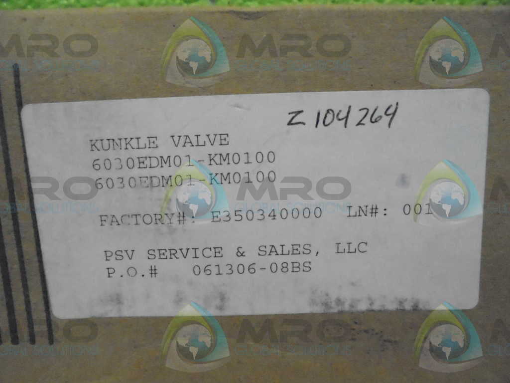 KUNKLE VALVE DIV. 6030EDM01-KM0100 VALVE *NEW IN BOX*