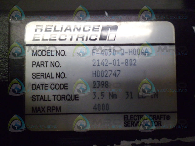 RELIANCE ELECTRIC F-4030-Q-H00AA 2142-01-802 SERVO 1.9 HP 4000 RPM *NEW NO BOX*