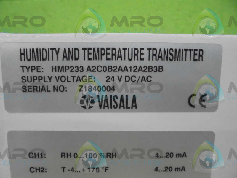 VAISALA MT5120601 TEMPERATURE TRANSMITTER HMP233 A2C0B2AA12A2B3B *NEW IN BOX*