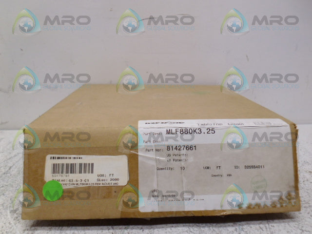 REXNORD 81427661 MLF880K3.25 TABLE TOP CHAIN 10FT *NEW IN BOX*