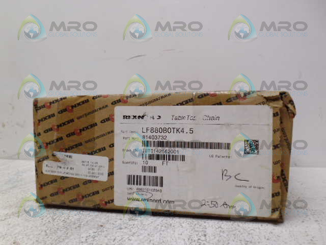 REXNORD 81403732 LF880B0TK4.5 TABLE TOP CHAIN 10FT *FACTORY SEALED*