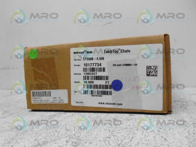 REXNORD 10177734 LF880B-4.5IN TABLE TOP CHAIN 10FT *NEW IN BOX*