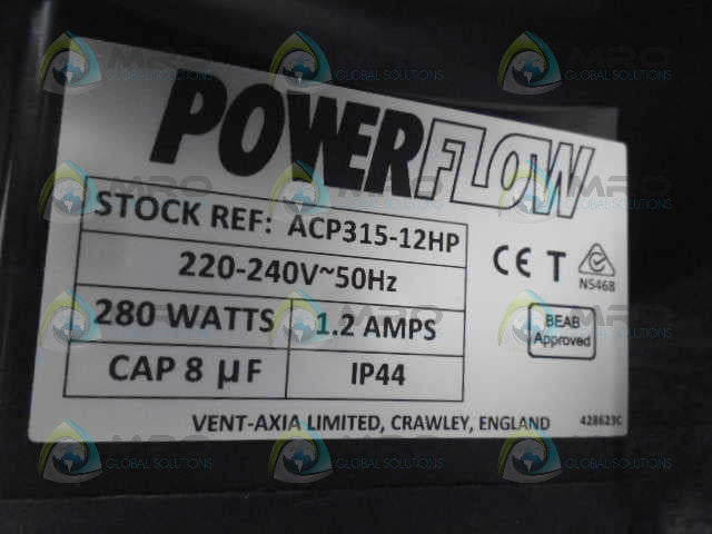 VENT-AXIA POWERFLOW ACP31512HP INLINE DUCT FAN *NEW IN BOX*