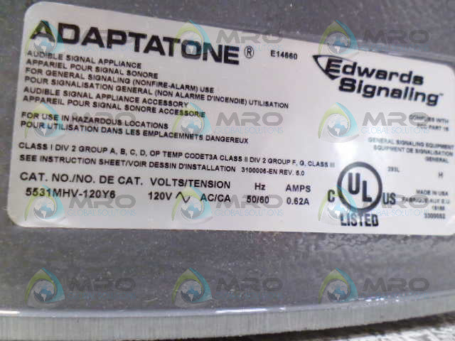 EDWARDS SIGNAL 5531MHV-120Y6 HEAVY DUTY ELECTRONIC SIGNAL *NEW IN BOX*