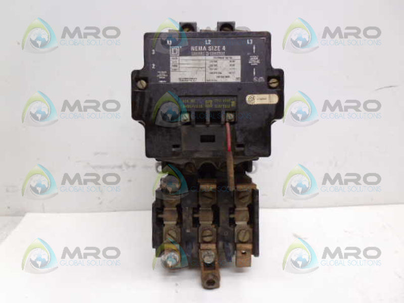 SQUARE D 8536-SFO1S CONTACTOR 110/120V *USED*