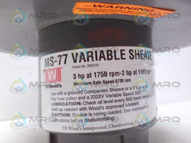 TB WOODS MS77118 MS-77 VARIABLE SHEAVE 1-1/8" *NEW NO BOX*