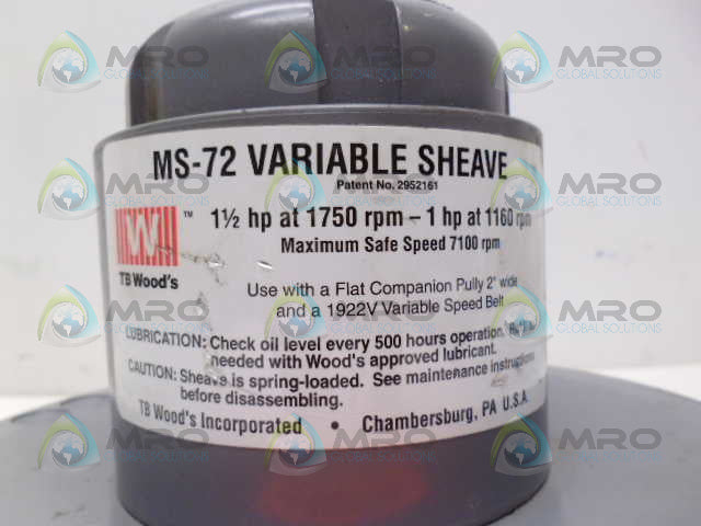 TB WOODS MS7278 MS-72 VARIABLE SHEAVE 7/8" *NEW NO BOX*