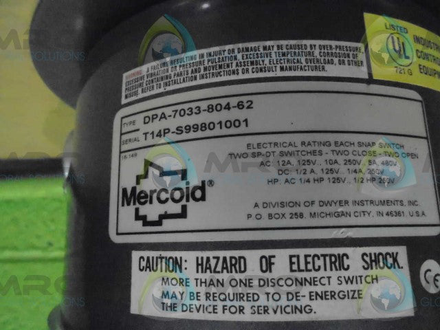 MERCOID DPA-7033-804-62 DIFFERENTRIAL PRESSURE SWITCH *NEW IN BOX*