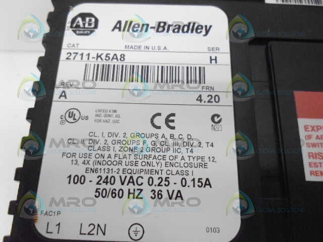 ALLEN BRADLEY PANELVIEW 550 2711-K5A8 SER. H F/W 4.20 INTERFACE *NEW IN BOX*