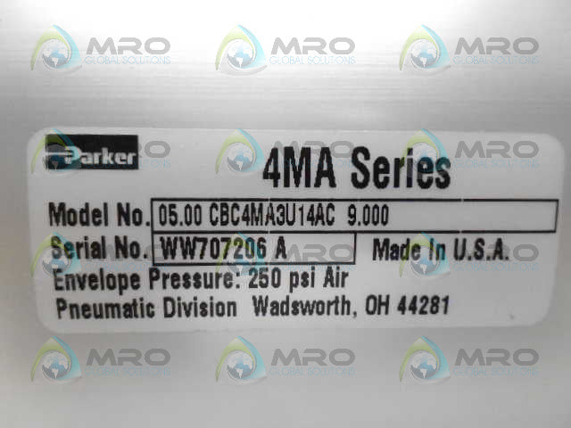 PARKER 05.00CBC4MA3U14AC9.00 PNEUMATIC CYLINDER *NEW NO BOX*
