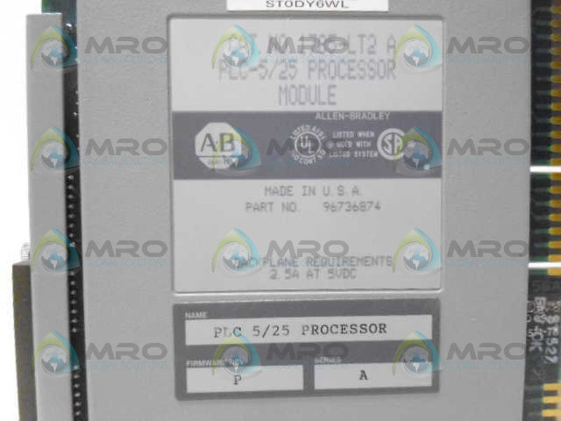 ALLEN BRADLEY 1785-LT2 SER. A F/W P PROCESSOR MODULE (NO KEY) *USED*