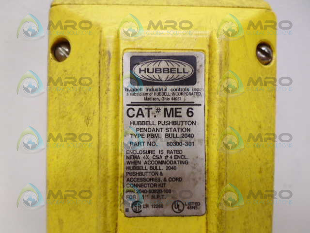 HUBBELL ME6 PUSHBUTTON PENDANT STATION *USED*