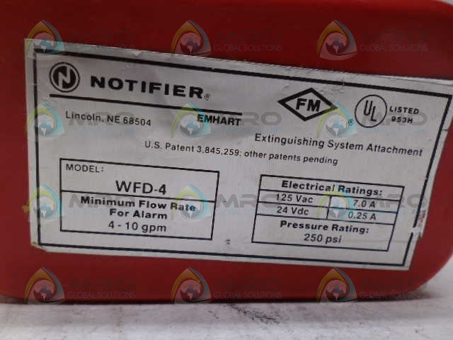 NOTIFIER WFD-4 WATERFLOW DETECTOR *NEW NO BOX*