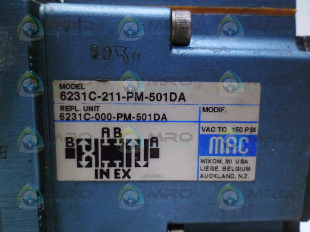 MAC 6231C-211-PM-501DA SOLENOID VALVE *USED*