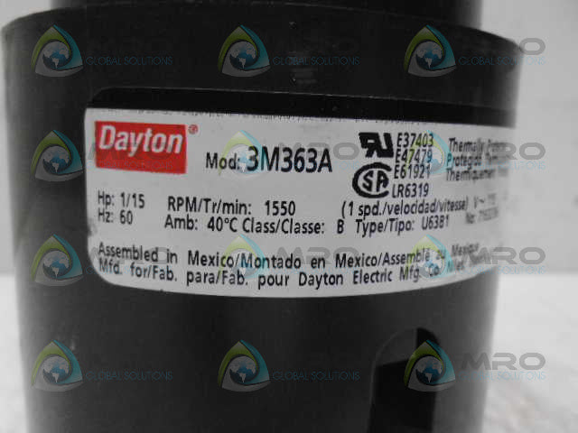 DAYTON 3M363A MOTOR 1/15HP 1550RPM *NEW IN BOX*