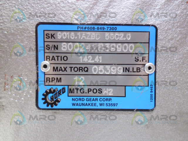 NORD SK9016.1AZBD 56C2.0 RATIO 142.41 *NEW NO BOX*