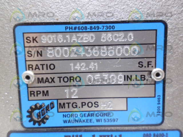NORD SK9016.1AZBD 56C2.0 RATIO 142.41 *USED*