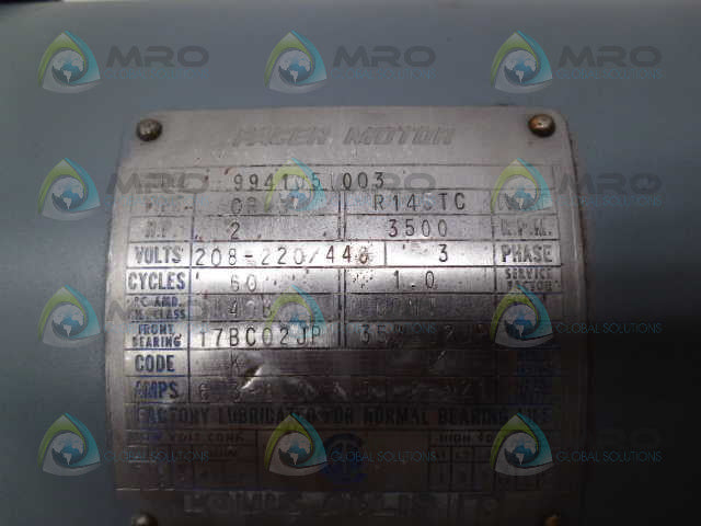 LOUIS ALLIS 9941051003 2HP 3500RPM PACER MOTOR *USED*
