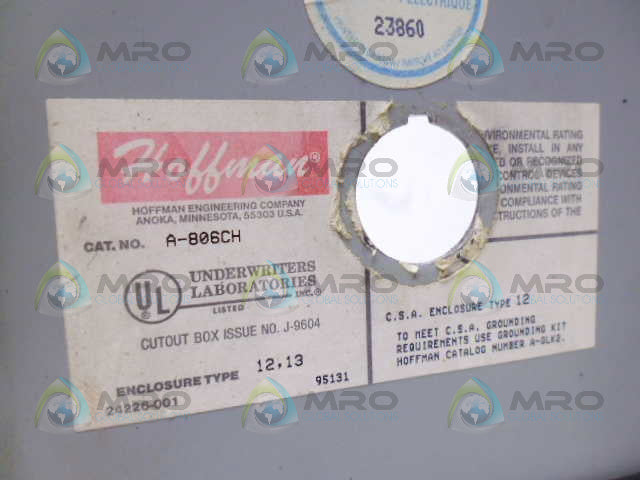 HOFFMAN A-806CH ENCLOSER *USED*