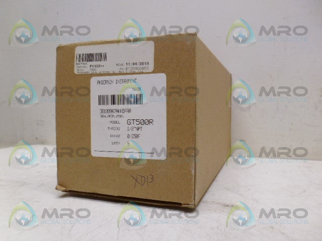 ANDERSON GT500R 1/2" NPT STEM 9 RANGE 0/250 GAUGE *NEW IN BOX*