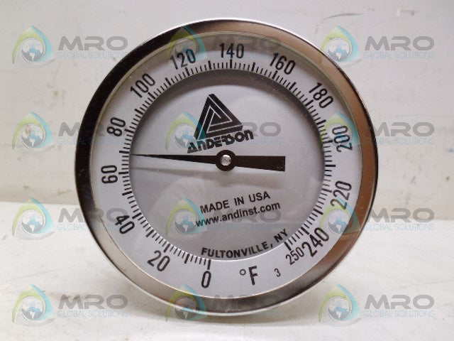 ANDERSON GT500R 1/2" NPT STEM 9 RANGE 0/250 GAUGE *NEW IN BOX*