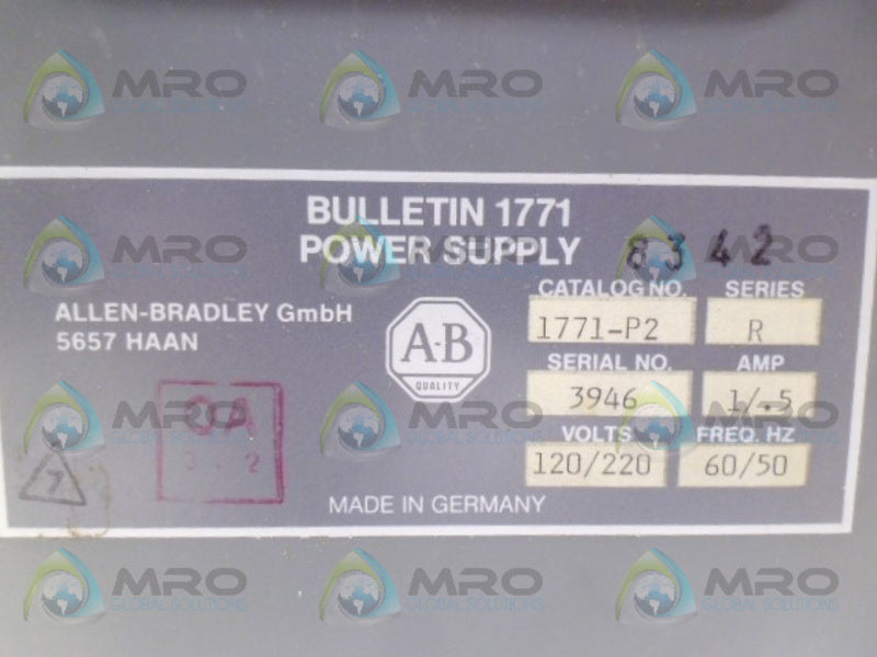 ALLEN BRADLEY 1771-P2 SER. R POWER SUPPLY *USED*