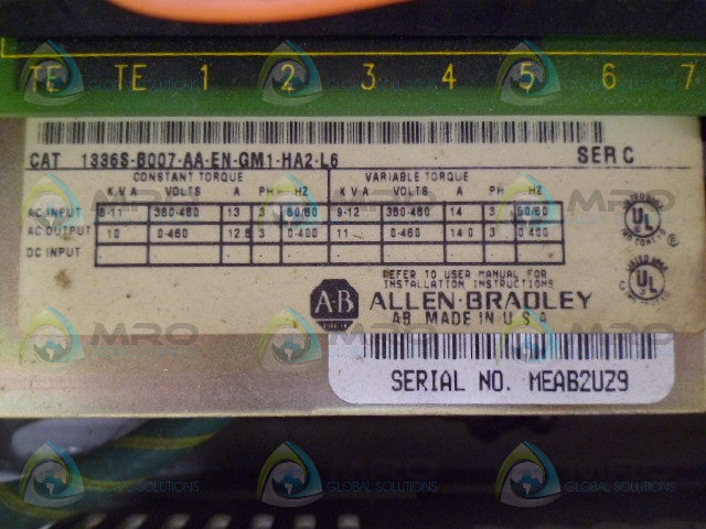 ALLEN BRADLEY 1336S-B007-AA-EN-GM1-HA2-L6 SER C *USED*