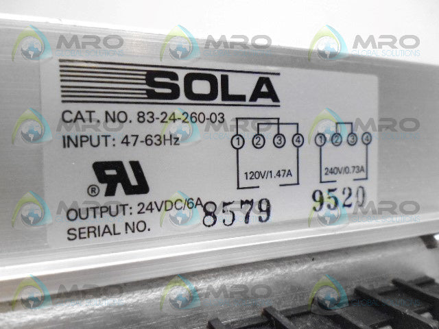 SOLA 83-24-260-03 POWER SUPPLY *USED*
