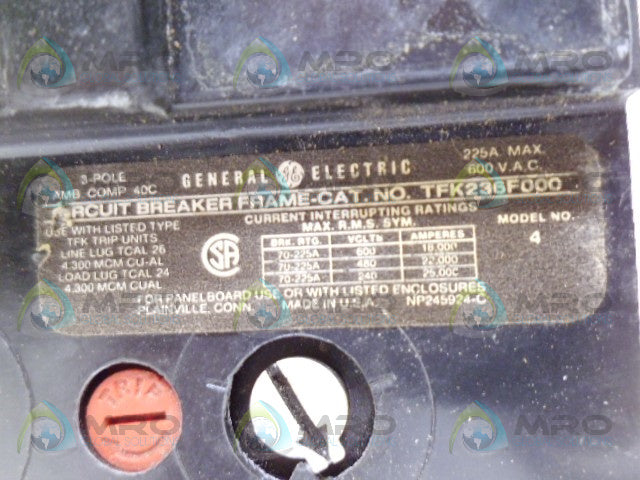 GENERAL ELECTRIC TFK236070 MODEL#4 CIRCUIT BREAKER *USED*