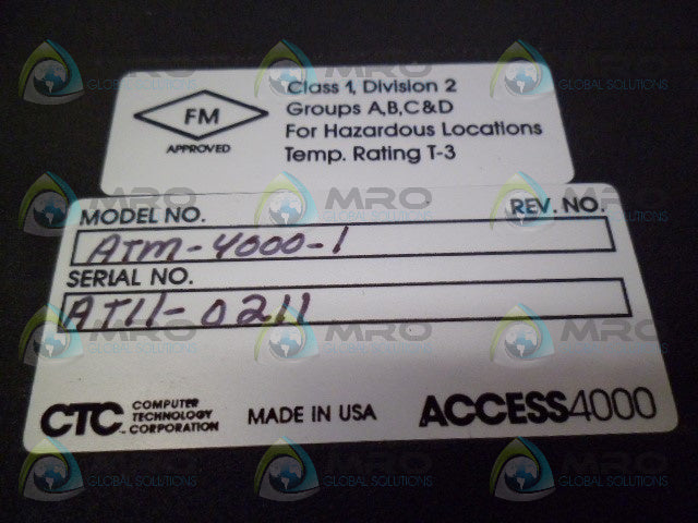 CTC ATM-4000-1 ACCESS4000 SERIES 500 MASTER *USED*