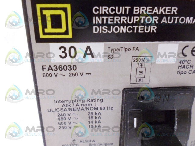 SQUARE D FA36030 CIRCUIT BREAKER *NEW IN BOX*