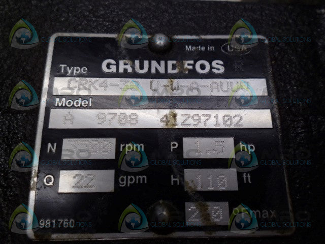 GRUNDFOS CRK430UWAAUUV PUMP *NEW NO BOX*