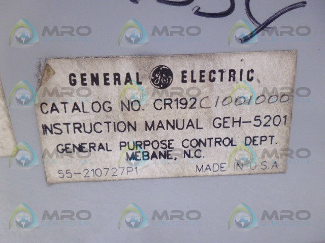 GENERAL ELECTRIC CR192C1001000 PROTECTION MODULE*USED*