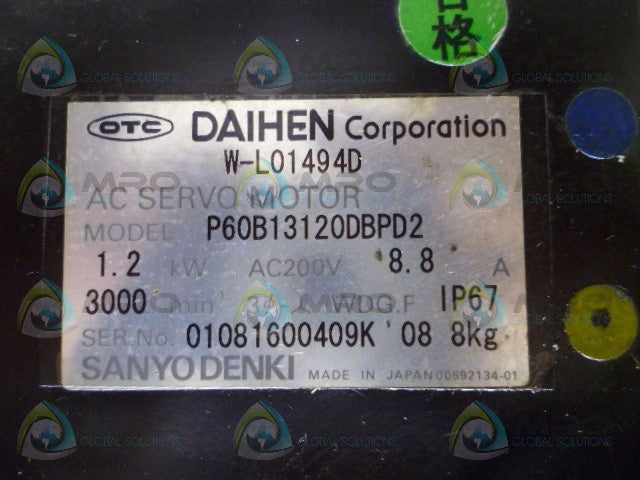DAIHEN P60B13120DBPD2 W-L01494D AC SEVO MOTOR *NEW IN BOX*