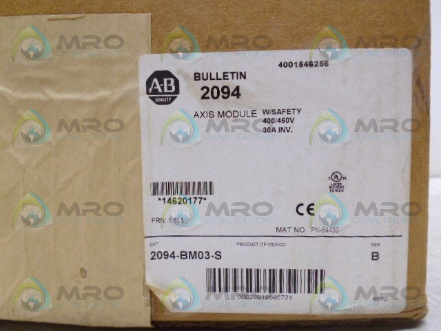 ALLEN BRADLEY 2094-BM03-S SER B F/W 1.118 AXIS MODULE w/ SAFETY *FACTORY SEALED*