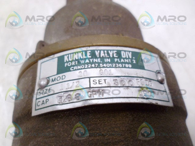 KUNKLE 20G01 VALVE 1-1/2" *NEW NO BOX*