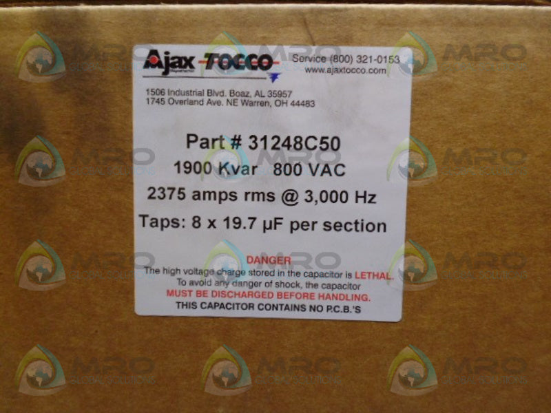 AJAX TOCCO 31248C50 CAPACITOR * FACTORY SEALED *